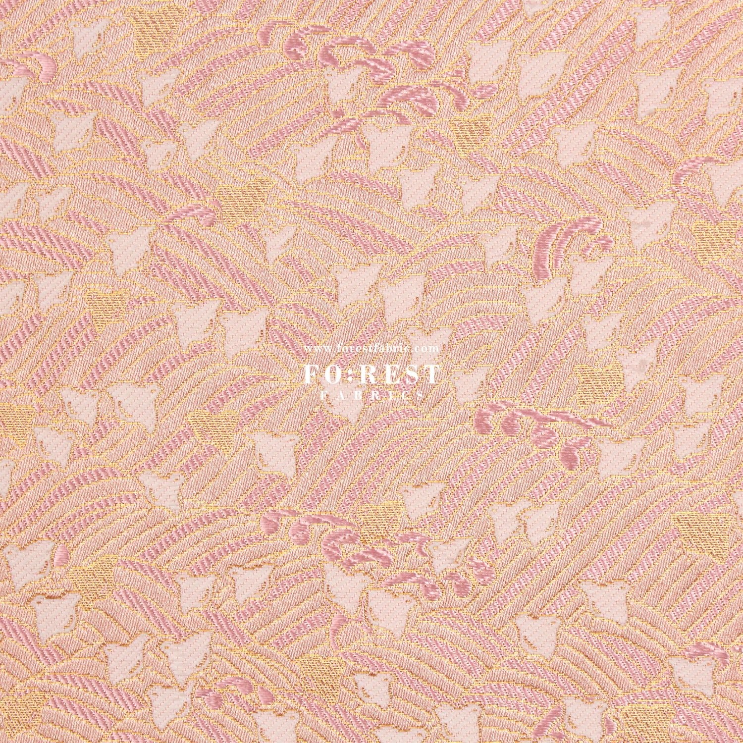 Gold Brocade - Birds River KINRAN fabric Pink - FO:REST Fabric 布恩堂Liberty fabrictana lawnjapanese fabricykk zipper