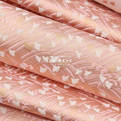 Gold Brocade - Birds River KINRAN fabric Pink - FO:REST Fabric 布恩堂Liberty fabrictana lawnjapanese fabricykk zipper