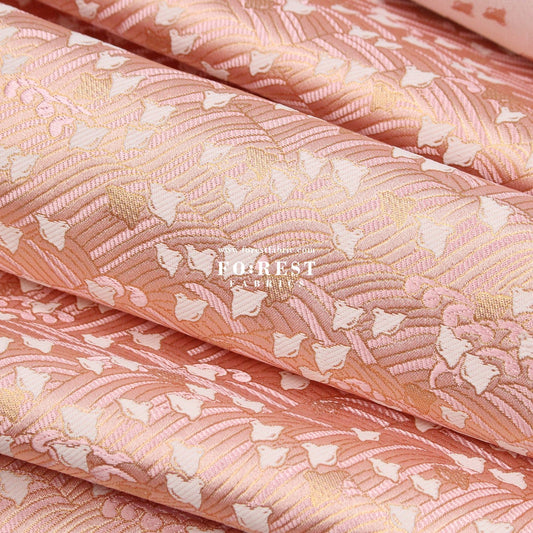 Gold Brocade - Birds River KINRAN fabric Pink - FO:REST Fabric 布恩堂Liberty fabrictana lawnjapanese fabricykk zipper