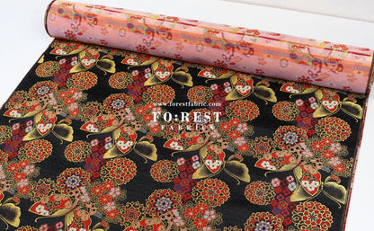 Gold Brocade - Butterfly fabric BlackRed - FO:REST Fabric 布恩堂Liberty fabrictana lawnjapanese fabricykk zipper