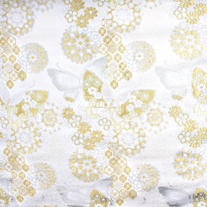 Gold Brocade - Butterfly fabric White - FO:REST Fabric 布恩堂Liberty fabrictana lawnjapanese fabricykk zipper