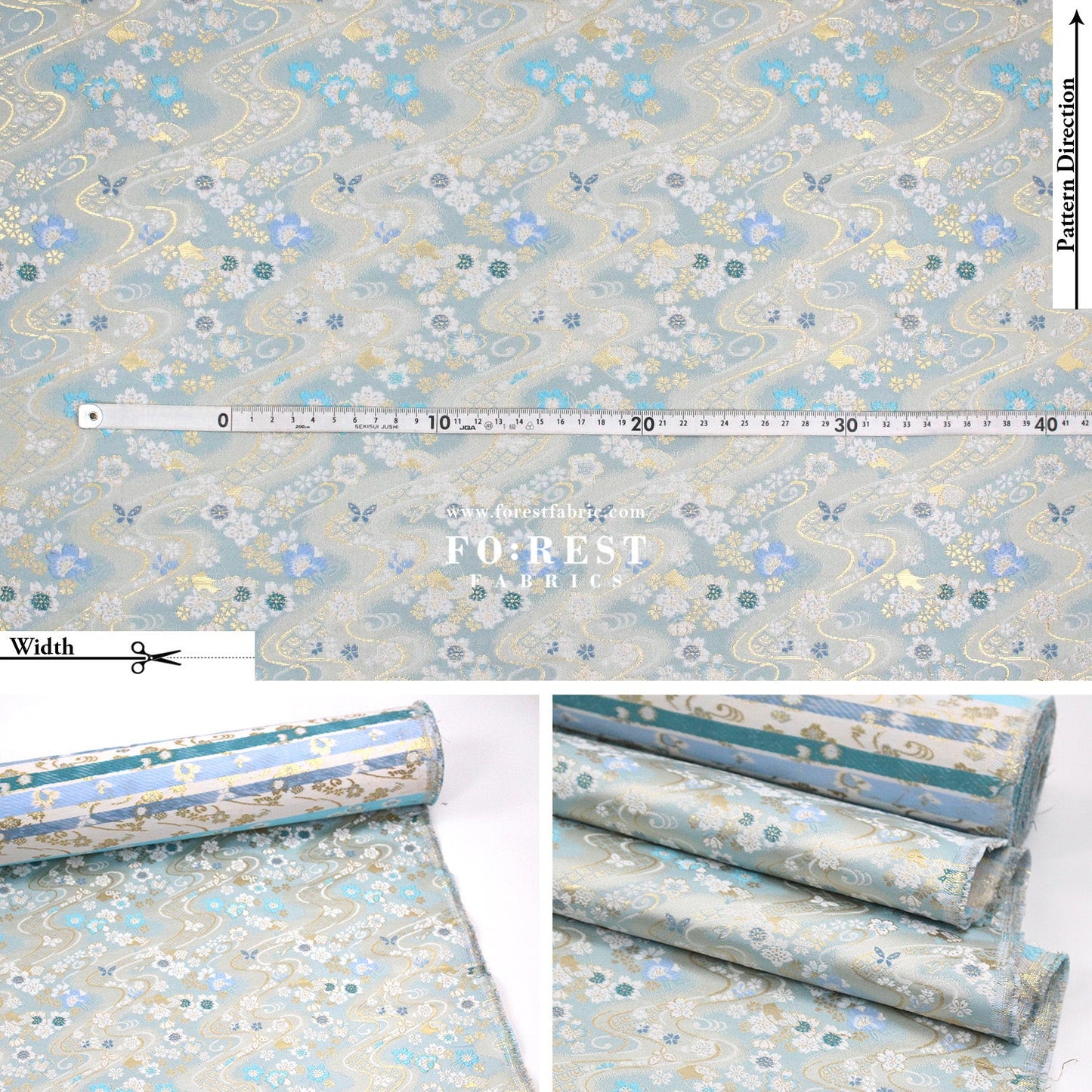 Gold Brocade - Butterfly Flower fabric - FO:REST Fabric 布恩堂Liberty fabrictana lawnjapanese fabricykk zipper