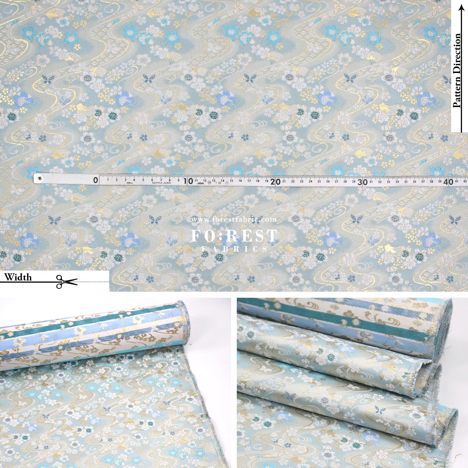 Gold Brocade - Butterfly Flower fabric - FO:REST Fabric 布恩堂Liberty fabrictana lawnjapanese fabricykk zipper