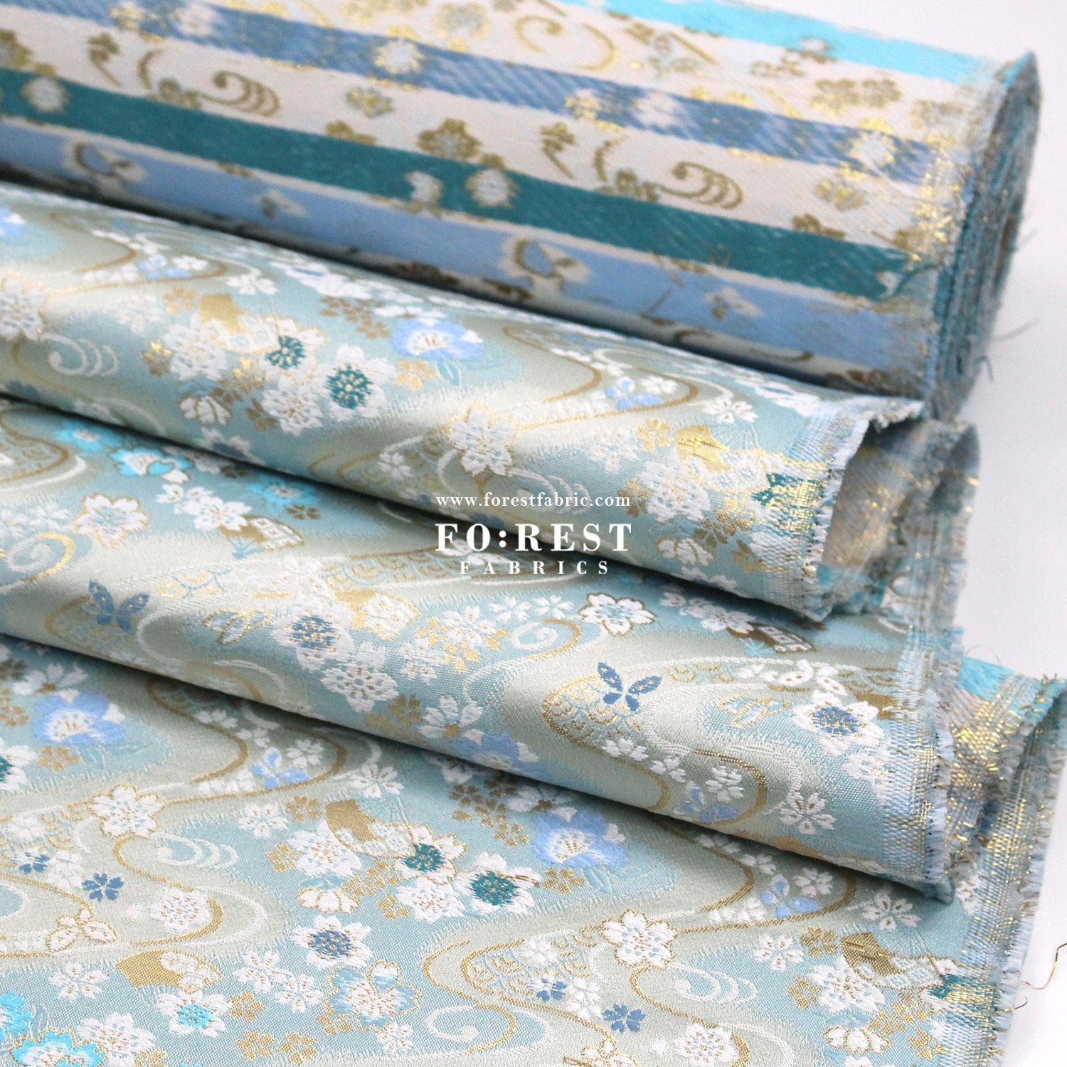 Gold Brocade - Butterfly Flower fabric - FO:REST Fabric 布恩堂Liberty fabrictana lawnjapanese fabricykk zipper