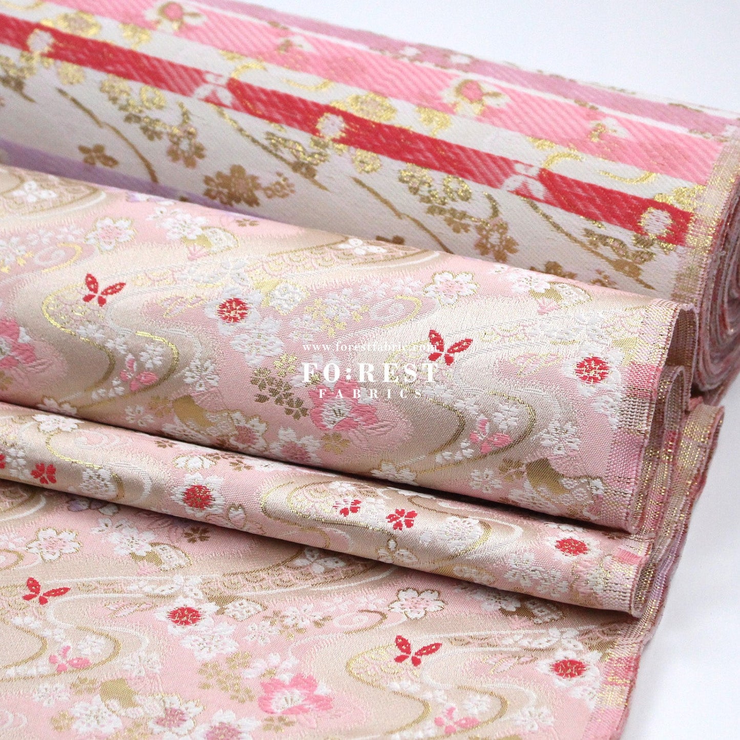 Gold Brocade - Butterfly Flower fabric - FO:REST Fabric 布恩堂Liberty fabrictana lawnjapanese fabricykk zipper