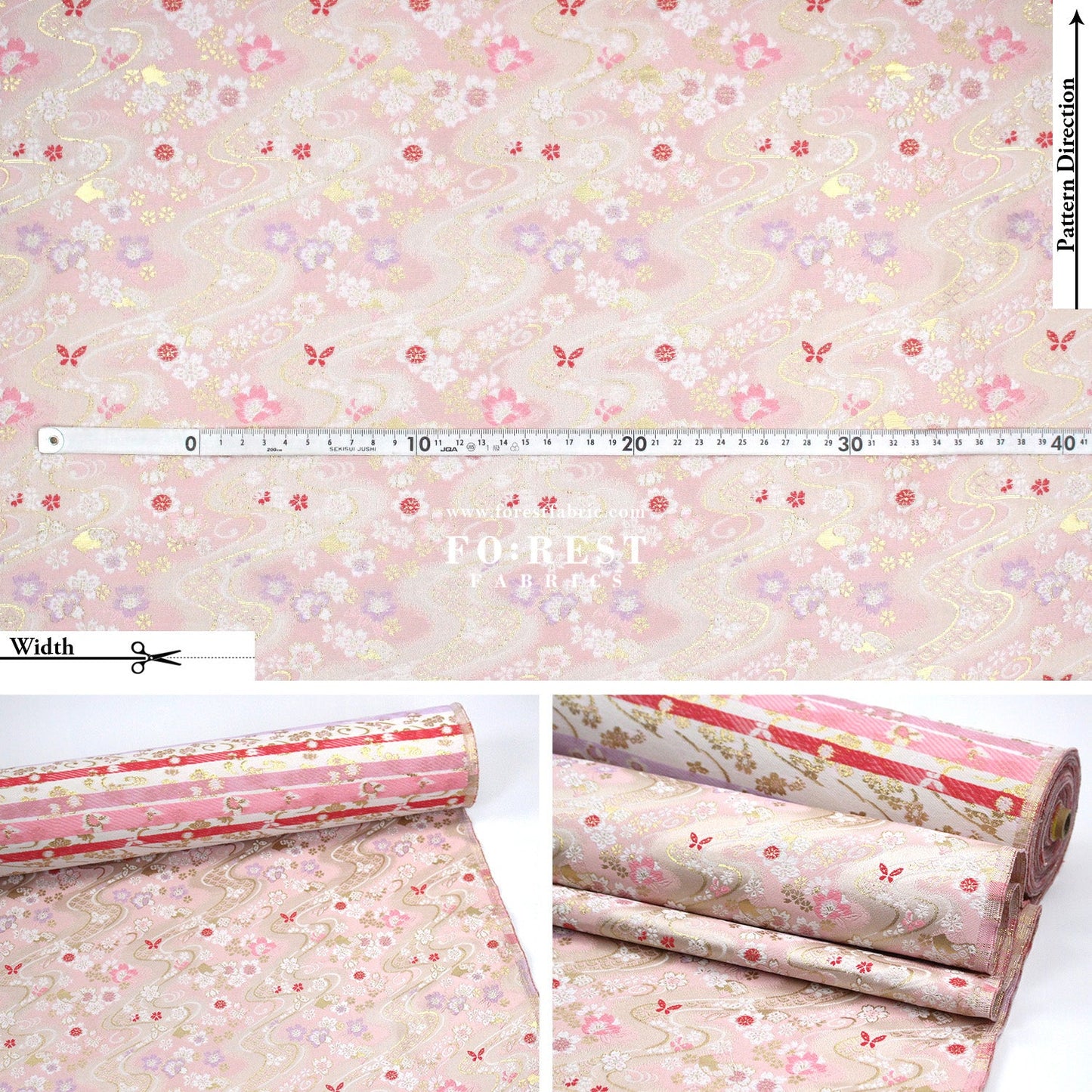 Gold Brocade - Butterfly Flower fabric - FO:REST Fabric 布恩堂Liberty fabrictana lawnjapanese fabricykk zipper