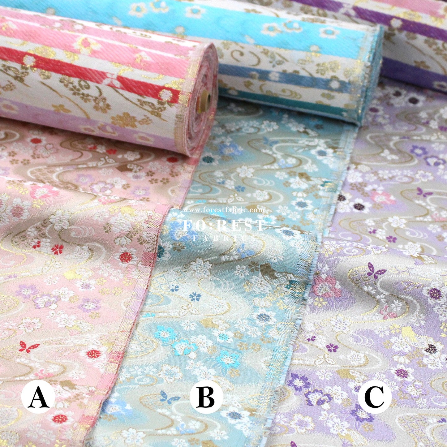 Gold Brocade - Butterfly Flower fabric - FO:REST Fabric 布恩堂Liberty fabrictana lawnjapanese fabricykk zipper