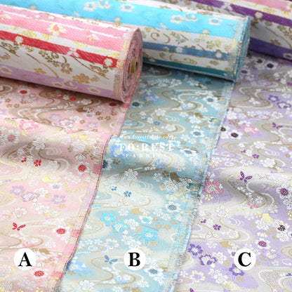 Gold Brocade - Butterfly Flower fabric - FO:REST Fabric 布恩堂Liberty fabrictana lawnjapanese fabricykk zipper