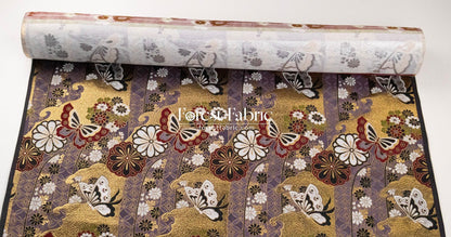 Gold Brocade - Butterfly KINRAN Fabric KINRAN fabric RedPurple - FO:REST Fabric 布恩堂Liberty fabrictana lawnjapanese fabricykk zipper