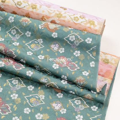 Gold Brocade - Butterfly KINRAN Fabric KINRAN fabric Teal Green - FO:REST Fabric 布恩堂Liberty fabrictana lawnjapanese fabricykk zipper
