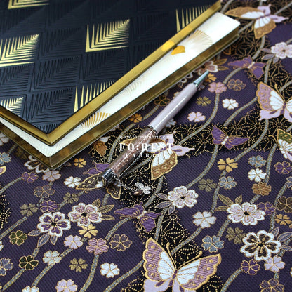 Gold Brocade - Butterfly River fabric Purple - FO:REST Fabric 布恩堂Liberty fabrictana lawnjapanese fabricykk zipper