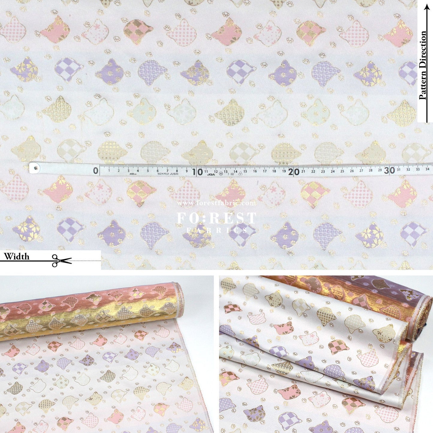 Gold Brocade - Cats paw fabric - FO:REST Fabric 布恩堂Liberty fabrictana lawnjapanese fabricykk zipper