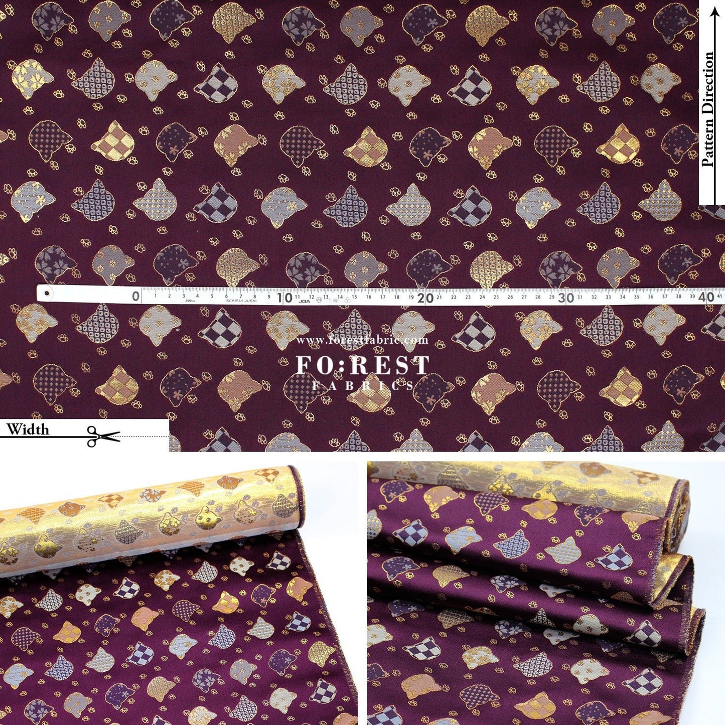 Gold Brocade - Cats paw fabric - FO:REST Fabric 布恩堂Liberty fabrictana lawnjapanese fabricykk zipper