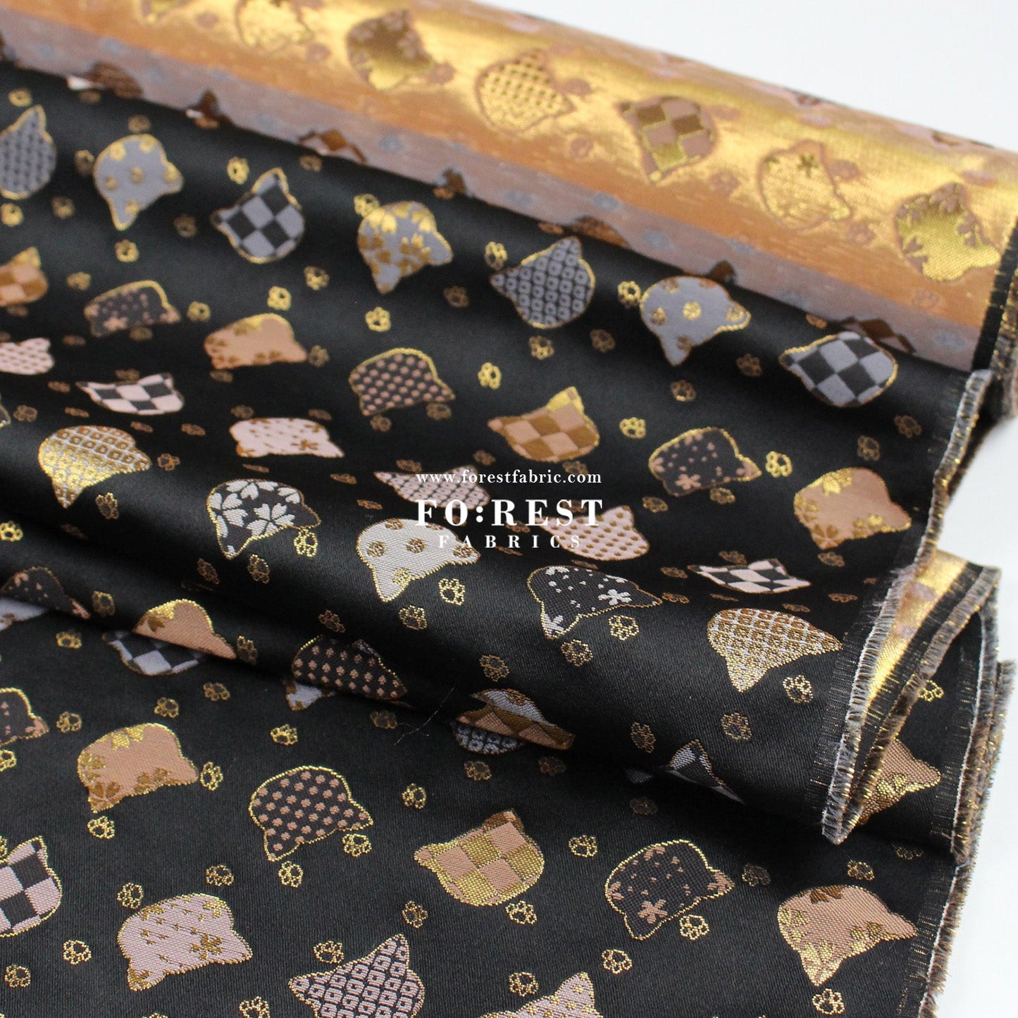 Gold Brocade - Cats paw fabric - FO:REST Fabric 布恩堂Liberty fabrictana lawnjapanese fabricykk zipper