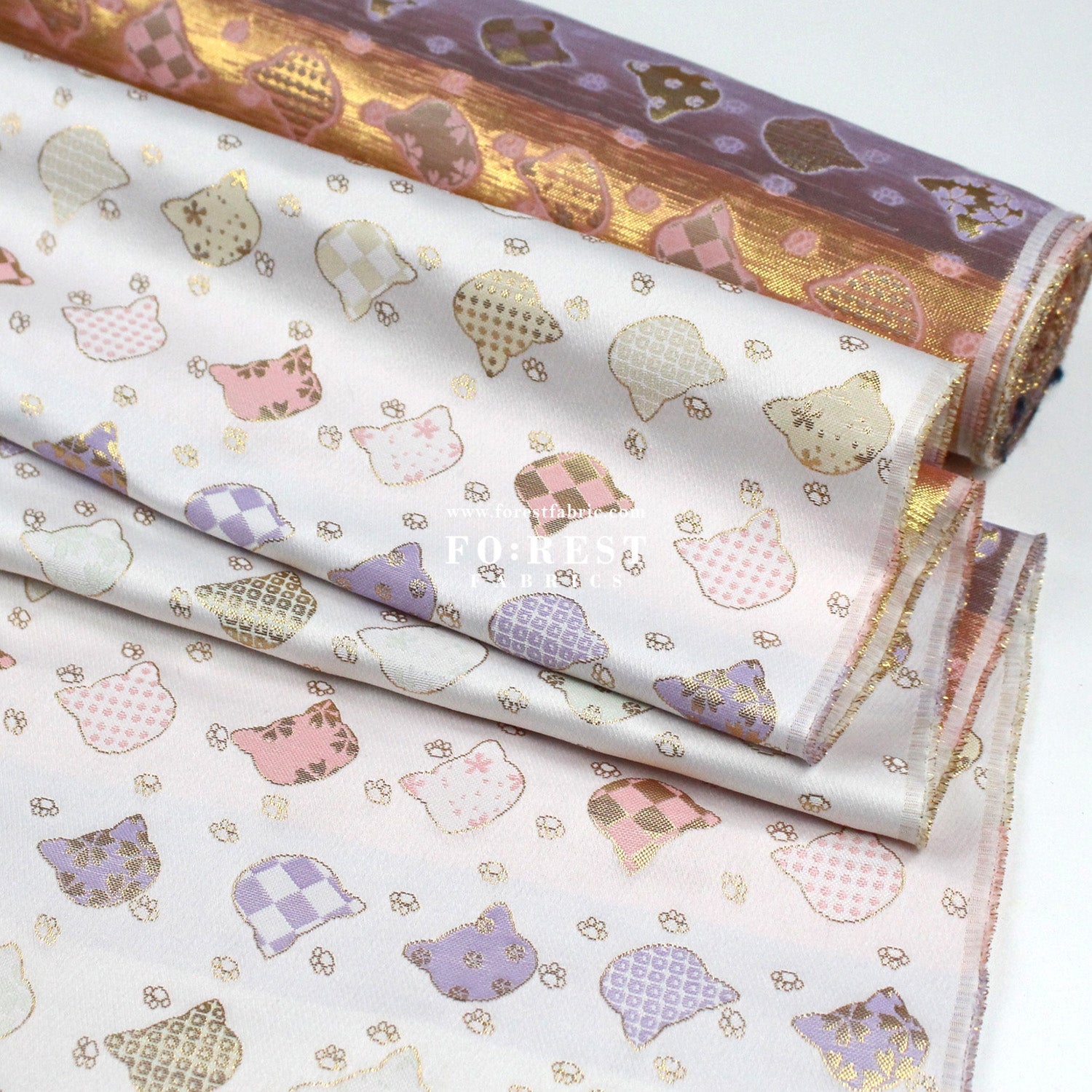Gold Brocade - Cats paw fabric - FO:REST Fabric 布恩堂Liberty fabrictana lawnjapanese fabricykk zipper