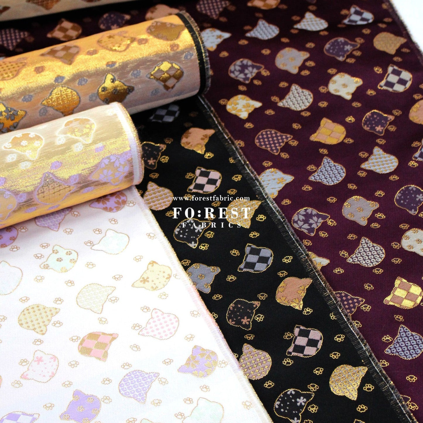 Gold Brocade - Cats paw fabric - FO:REST Fabric 布恩堂Liberty fabrictana lawnjapanese fabricykk zipper