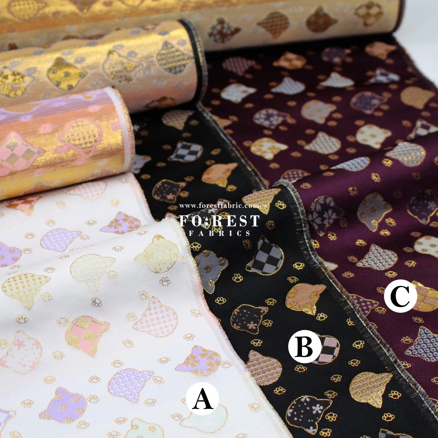 Gold Brocade - Cats paw fabric - FO:REST Fabric 布恩堂Liberty fabrictana lawnjapanese fabricykk zipper