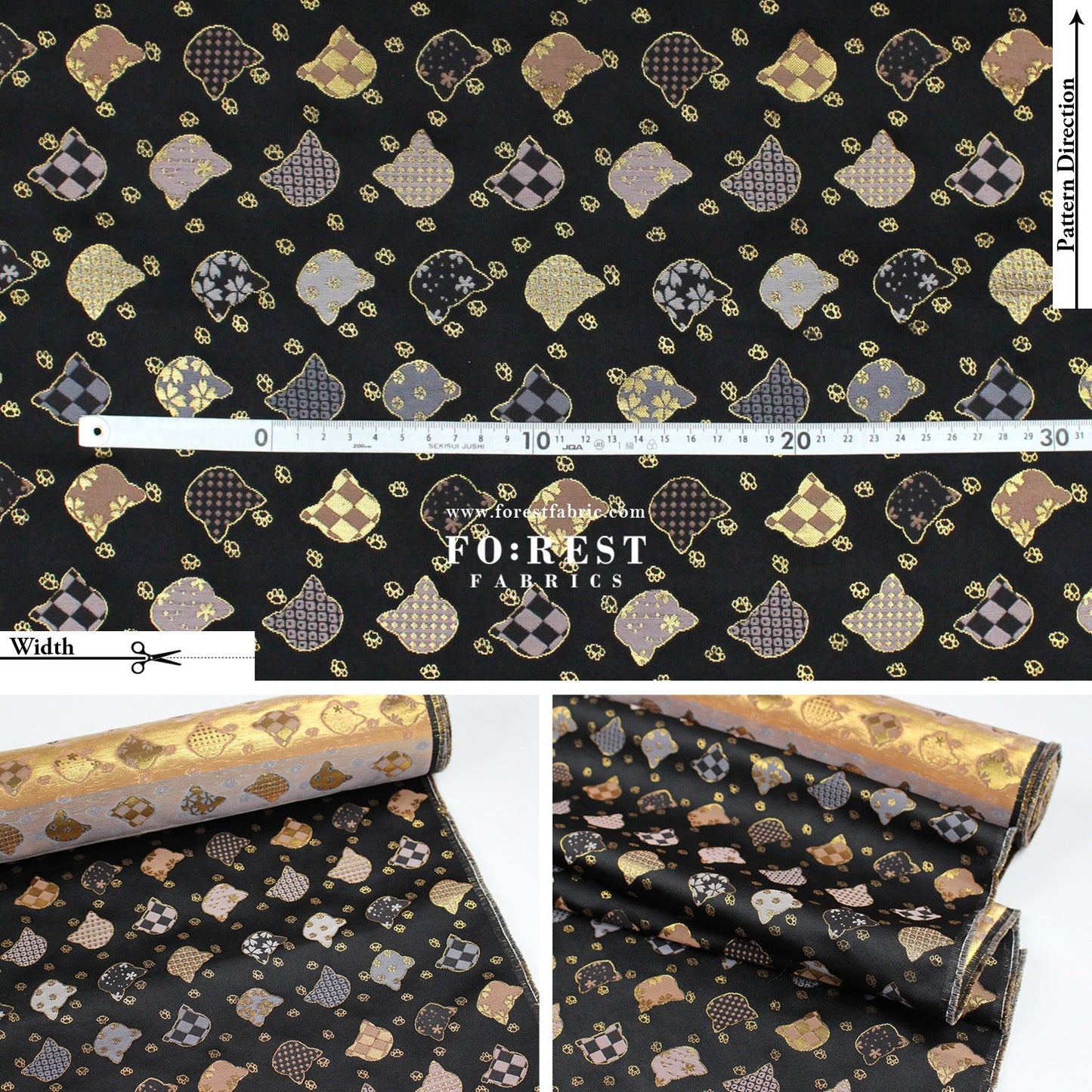 Gold Brocade - Cats paw fabric - FO:REST Fabric 布恩堂Liberty fabrictana lawnjapanese fabricykk zipper