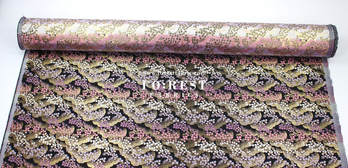 Gold Brocade - cherry blossoms Cloud fabric - FO:REST Fabric 布恩堂Liberty fabrictana lawnjapanese fabricykk zipper