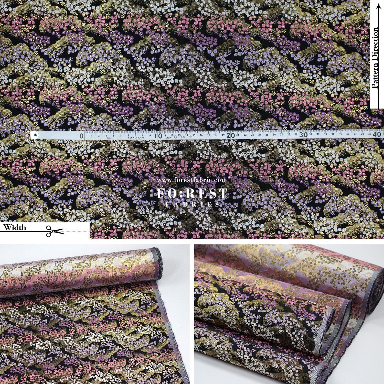 Gold Brocade - cherry blossoms Cloud fabric - FO:REST Fabric 布恩堂Liberty fabrictana lawnjapanese fabricykk zipper