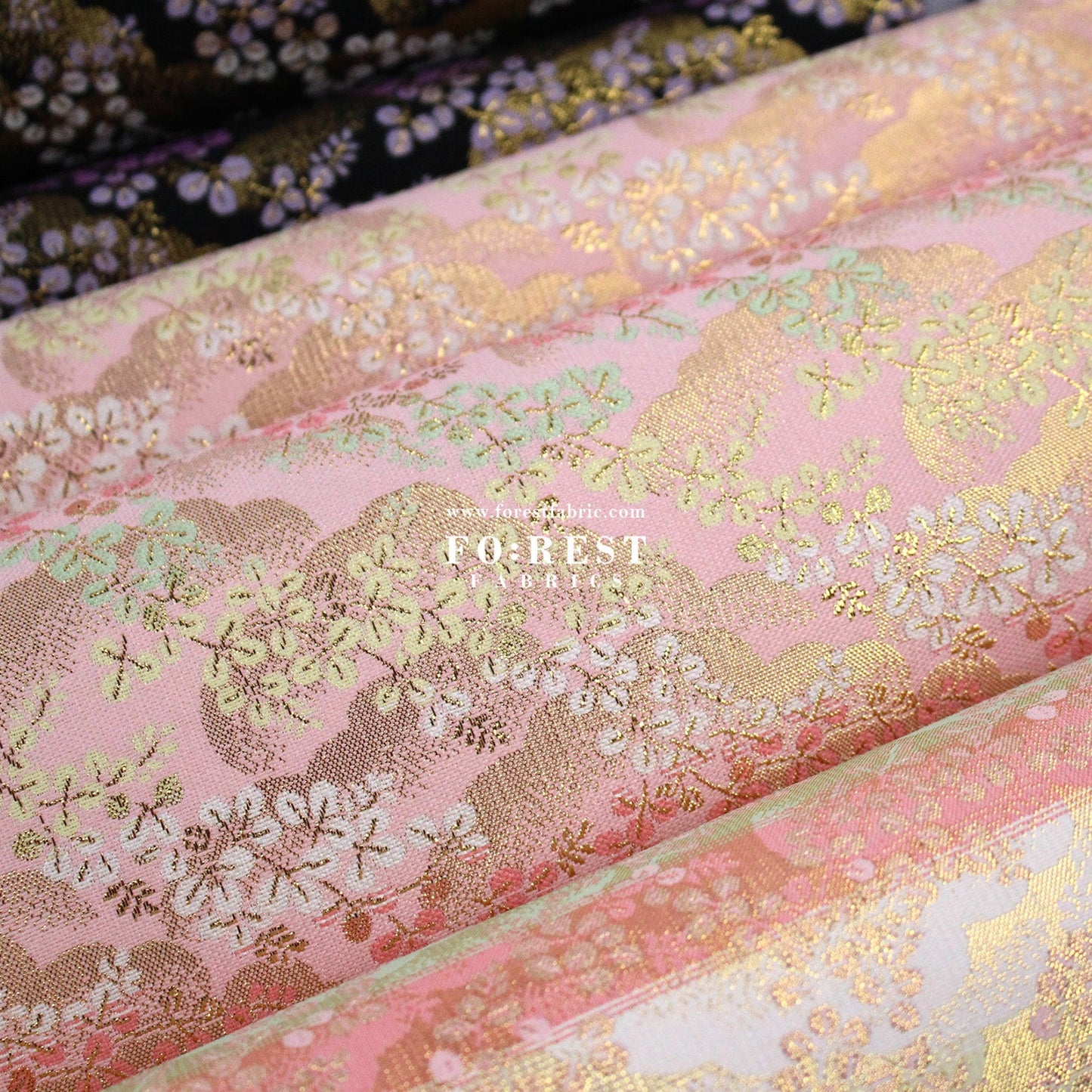 Gold Brocade - cherry blossoms Cloud fabric - FO:REST Fabric 布恩堂Liberty fabrictana lawnjapanese fabricykk zipper