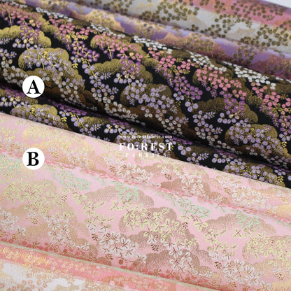 Gold Brocade - cherry blossoms Cloud fabric - FO:REST Fabric 布恩堂Liberty fabrictana lawnjapanese fabricykk zipper