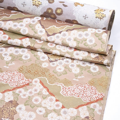 Gold Brocade - Chrysanthemum 九華菊 fabric Khaki - FO:REST Fabric 布恩堂Liberty fabrictana lawnjapanese fabricykk zipper
