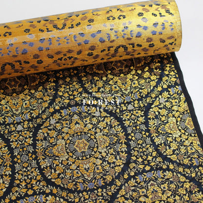 Gold Brocade - Circle of Life fabric Black - FO:REST Fabric 布恩堂Liberty fabrictana lawnjapanese fabricykk zipper