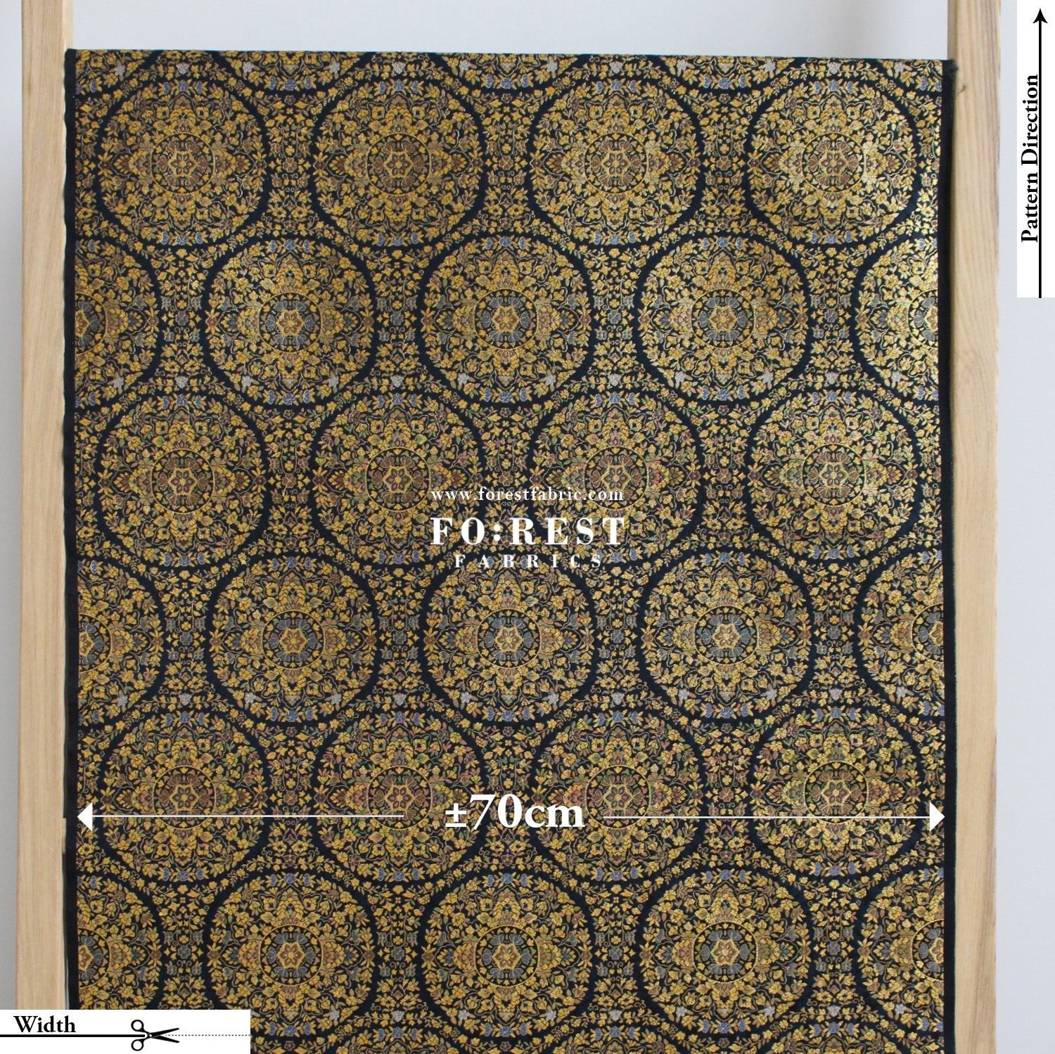 Gold Brocade - Circle of Life fabric Black - FO:REST Fabric 布恩堂Liberty fabrictana lawnjapanese fabricykk zipper