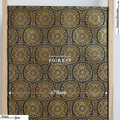 Gold Brocade - Circle of Life fabric Black - FO:REST Fabric 布恩堂Liberty fabrictana lawnjapanese fabricykk zipper