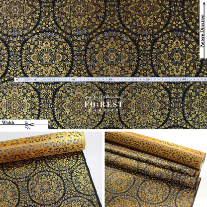 Gold Brocade - Circle of Life fabric Black - FO:REST Fabric 布恩堂Liberty fabrictana lawnjapanese fabricykk zipper