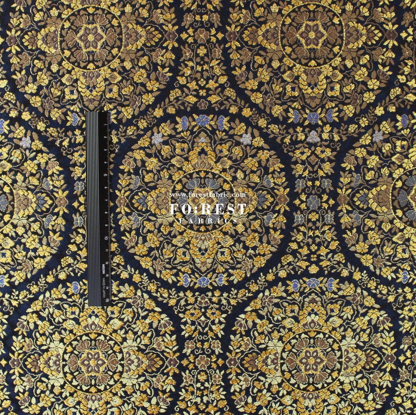 Gold Brocade - Circle of Life fabric Black - FO:REST Fabric 布恩堂Liberty fabrictana lawnjapanese fabricykk zipper