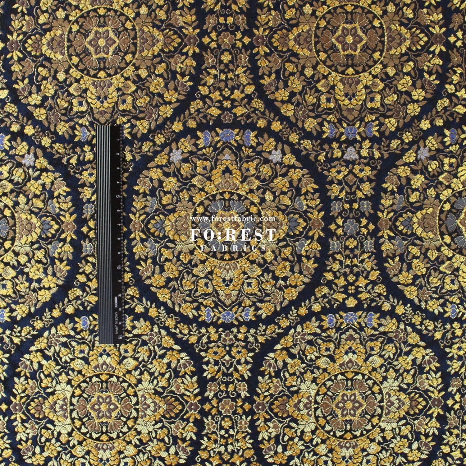 Gold Brocade - Circle of Life fabric Black - FO:REST Fabric 布恩堂Liberty fabrictana lawnjapanese fabricykk zipper