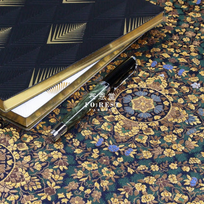 Gold Brocade - Circle of Life fabric Navy - FO:REST Fabric 布恩堂Liberty fabrictana lawnjapanese fabricykk zipper