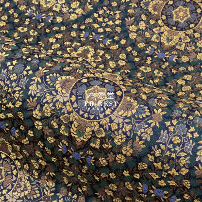 Gold Brocade - Circle of Life fabric Navy - FO:REST Fabric 布恩堂Liberty fabrictana lawnjapanese fabricykk zipper