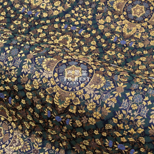 Gold Brocade - Circle of Life fabric Navy - FO:REST Fabric 布恩堂Liberty fabrictana lawnjapanese fabricykk zipper