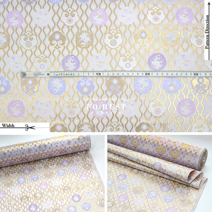 Gold Brocade - Circle of waves fabric White - FO:REST Fabric 布恩堂Liberty fabrictana lawnjapanese fabricykk zipper