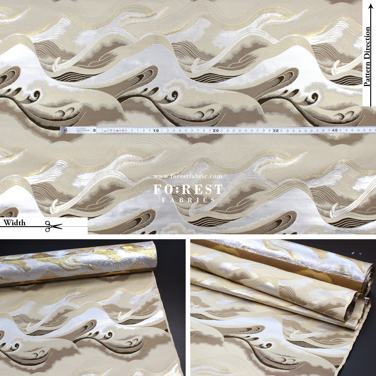 Gold Brocade - cloud fabric - FO:REST Fabric 布恩堂Liberty fabrictana lawnjapanese fabricykk zipper