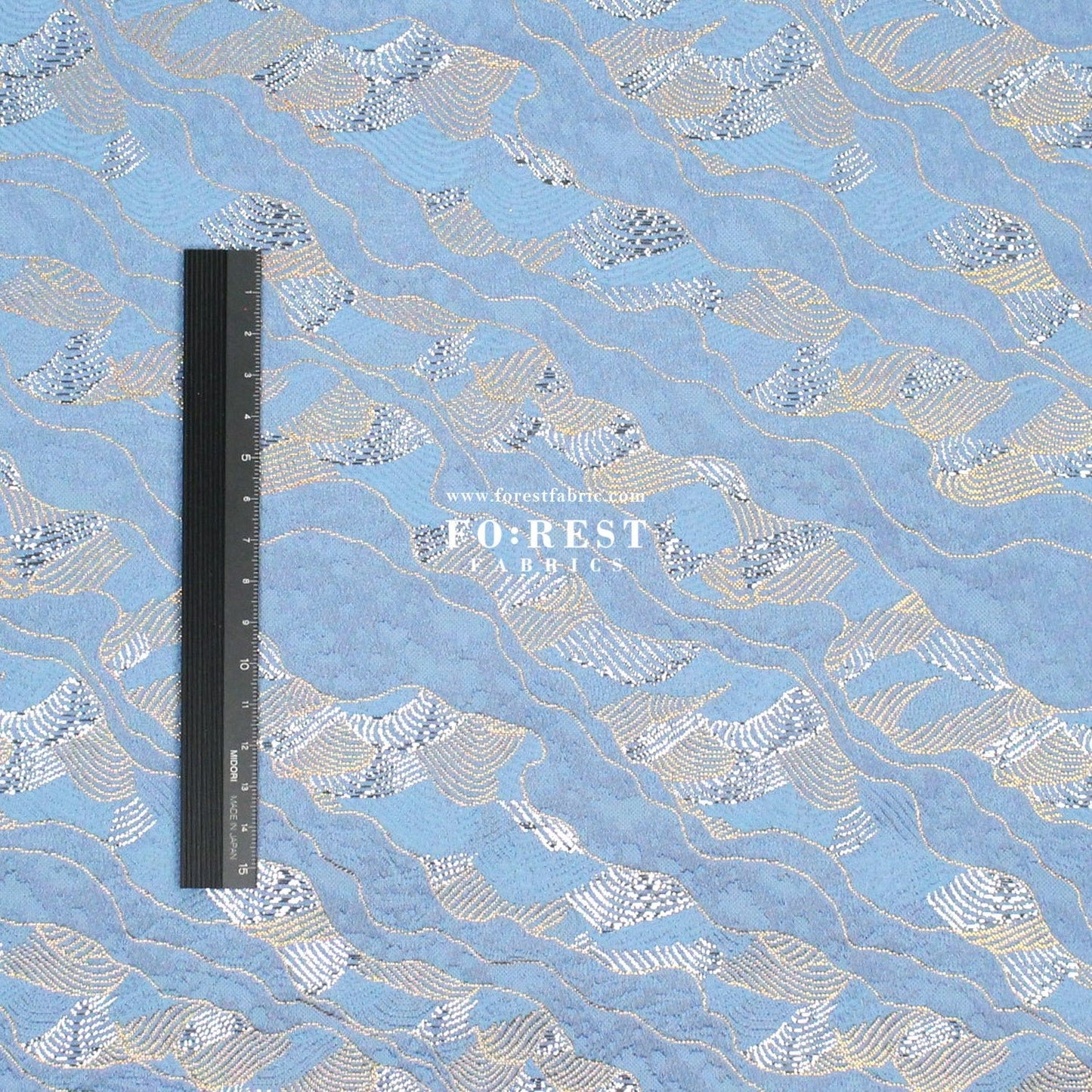 Gold Brocade - Cloud Wave flower fabric Blue - FO:REST Fabric 布恩堂Liberty fabrictana lawnjapanese fabricykk zipper