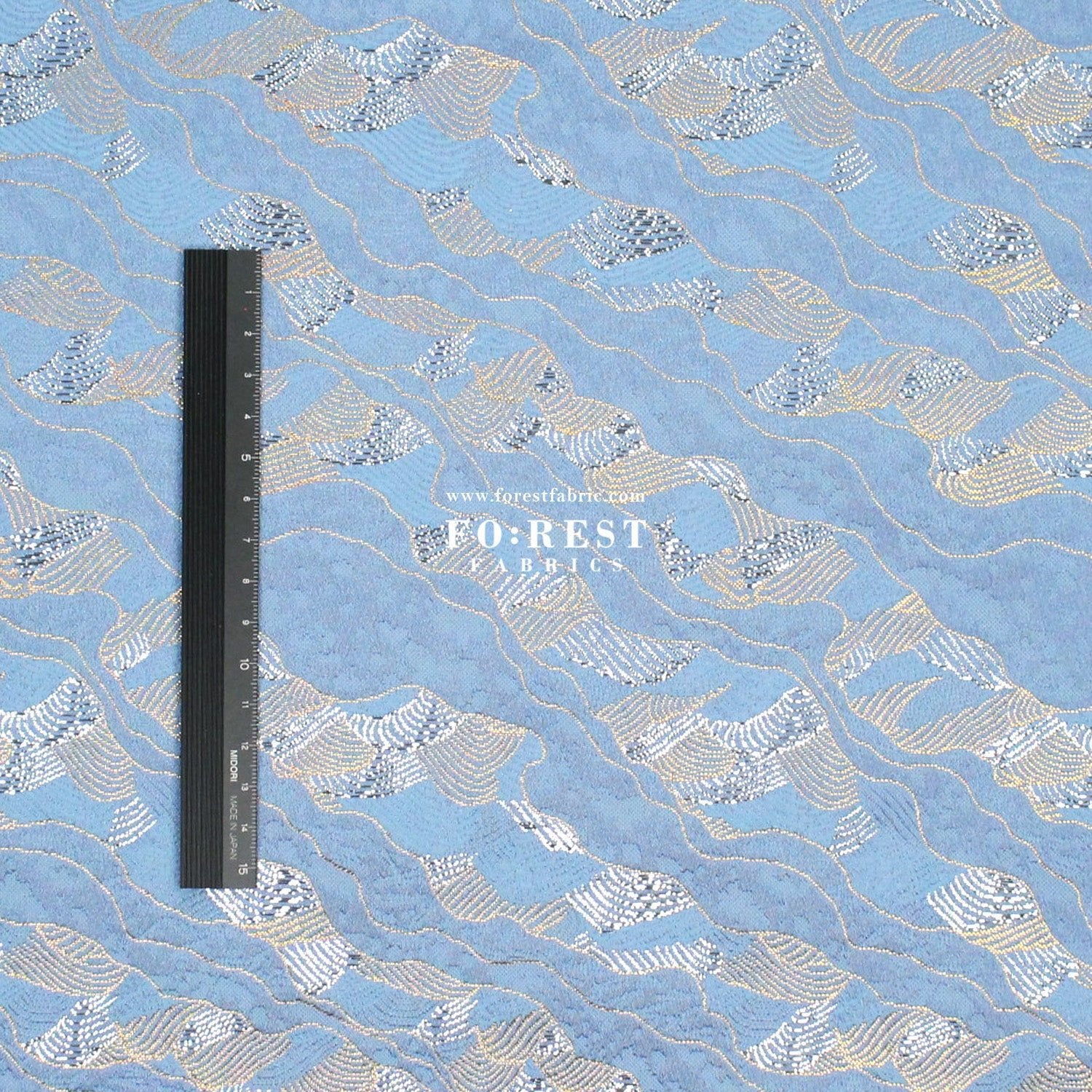 Gold Brocade - Cloud Wave flower fabric Blue - FO:REST Fabric 布恩堂Liberty fabrictana lawnjapanese fabricykk zipper