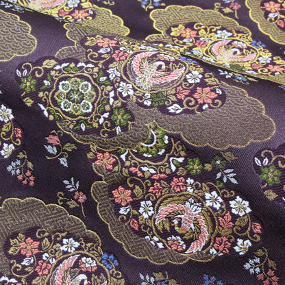Gold Brocade - 仙鶴 Crane fabric PURPLE - FO:REST Fabric 布恩堂Liberty fabrictana lawnjapanese fabricykk zipper
