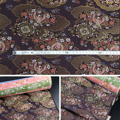 Gold Brocade - 仙鶴 Crane fabric PURPLE - FO:REST Fabric 布恩堂Liberty fabrictana lawnjapanese fabricykk zipper