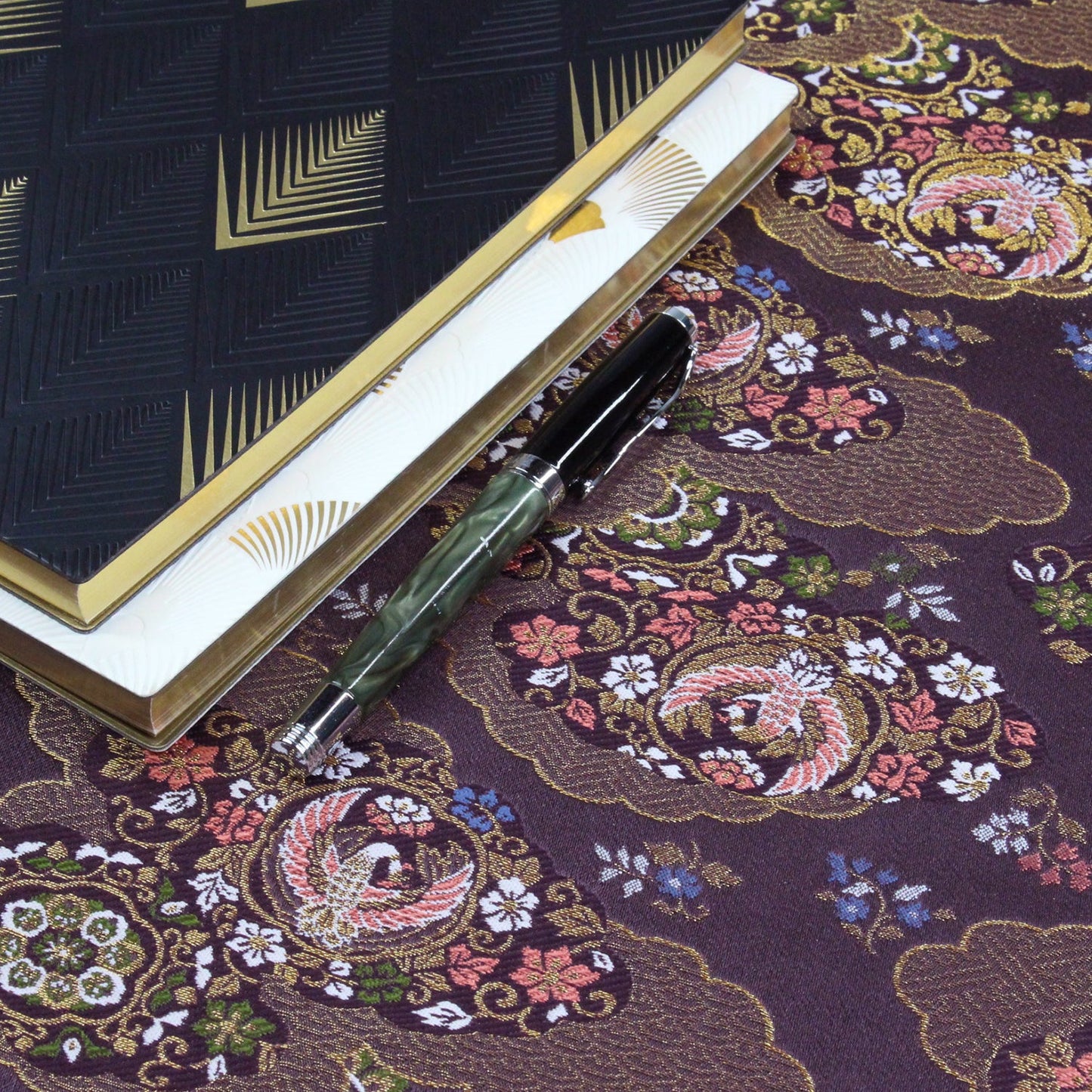 Gold Brocade - 仙鶴 Crane fabric PURPLE - FO:REST Fabric 布恩堂Liberty fabrictana lawnjapanese fabricykk zipper