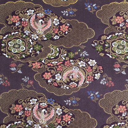 Gold Brocade - 仙鶴 Crane fabric PURPLE - FO:REST Fabric 布恩堂Liberty fabrictana lawnjapanese fabricykk zipper