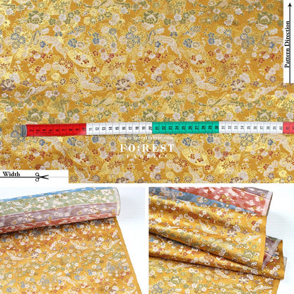 Gold Brocade - Crane Fan Flower fabric Gold - FO:REST Fabric 布恩堂Liberty fabrictana lawnjapanese fabricykk zipper