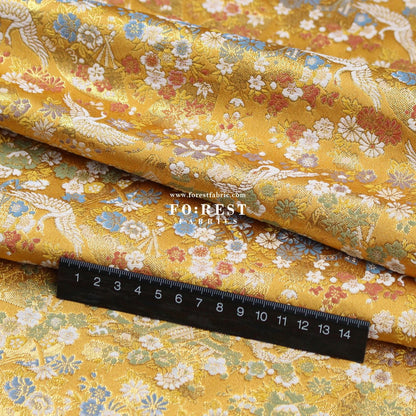 Gold Brocade - Crane Fan Flower fabric Gold - FO:REST Fabric 布恩堂Liberty fabrictana lawnjapanese fabricykk zipper