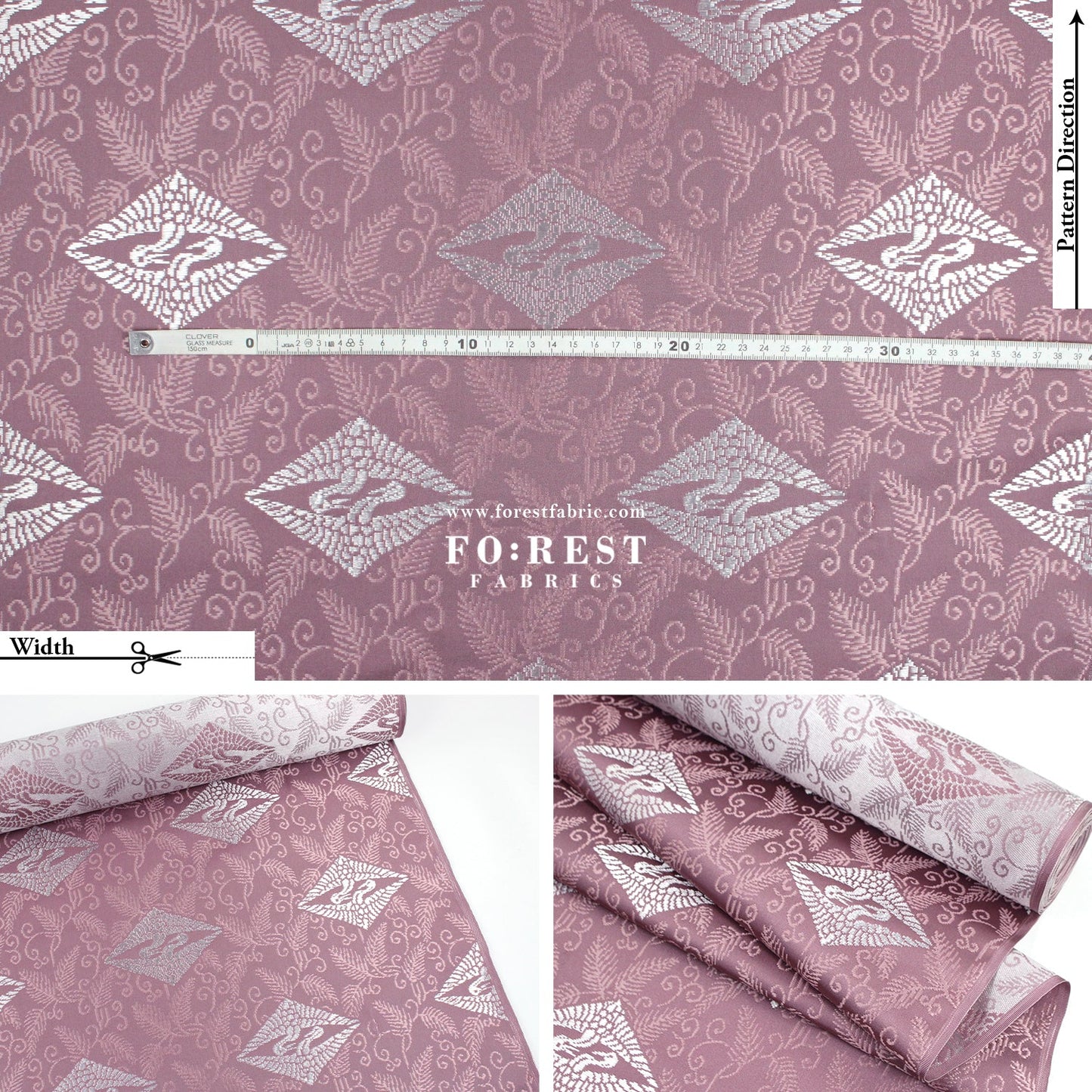 Gold brocade - Crane Japanese style KINRAN fabric PURPLE - FO:REST Fabric 布恩堂Liberty fabrictana lawnjapanese fabricykk zipper