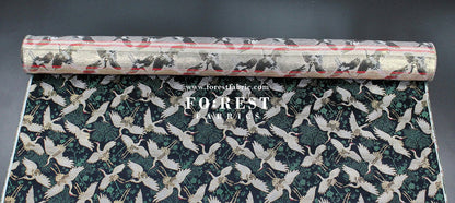 Gold Brocade - Crane Pine fabric Red - FO:REST Fabric 布恩堂Liberty fabrictana lawnjapanese fabricykk zipper