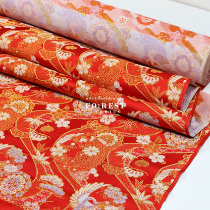 Gold Brocade - Crane sakura river fabric - FO:REST Fabric 布恩堂Liberty fabrictana lawnjapanese fabricykk zipper