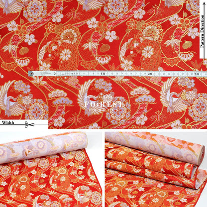 Gold Brocade - Crane sakura river fabric - FO:REST Fabric 布恩堂Liberty fabrictana lawnjapanese fabricykk zipper
